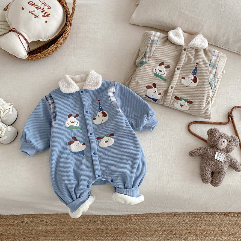 【BABY】コーデュロイ犬刺繍カバーオールSK102914