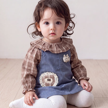 【BABY】チェックシャツ＆デニムジャンパースカートSK107806
