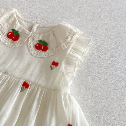 【BABY&KID】夏新作 さくらんぼ刺繍ロンパース、ワンピースSK105117