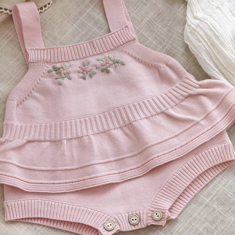 【BABY】フリル刺繍ニットロンパース、ニットカーディガンSK106917