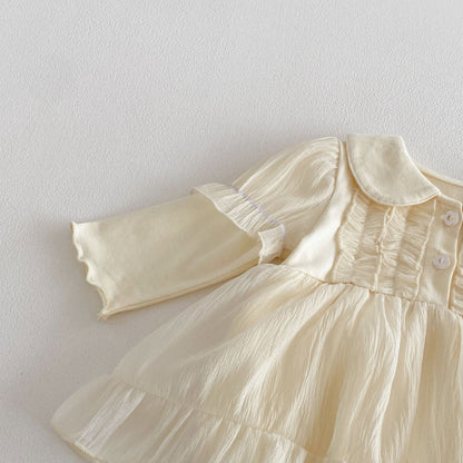 【BABY】韓国風パフスリーブチュールロンパースワンピSK103610