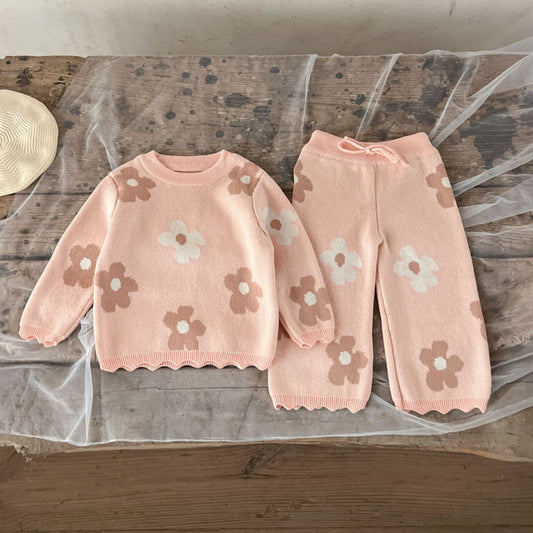【BABY】綿花柄ニットセットアップSK100810