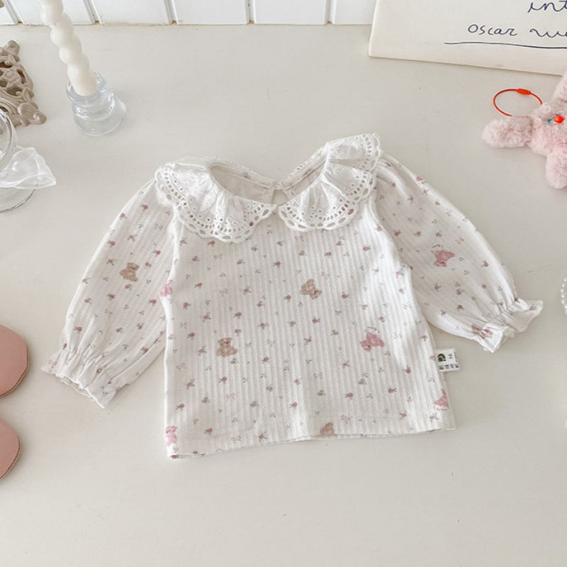 【BABY】フリルトップス&ピンクサロペットパンツSK100441