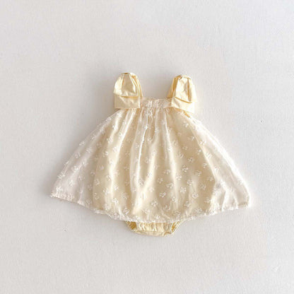 【BABY】夏新作　蝶結び刺繡可愛いロンパースSK081304