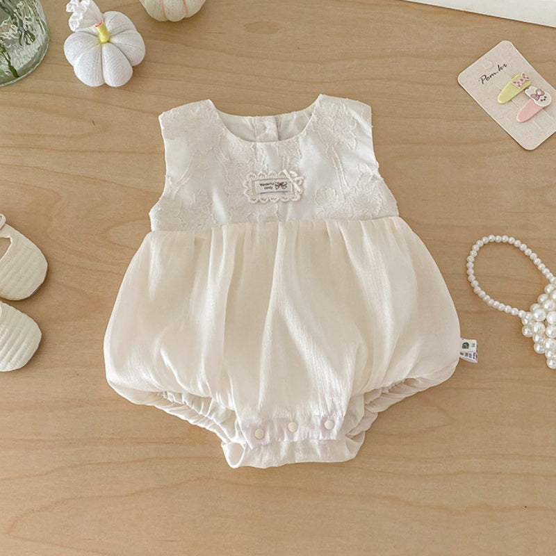 【BABY】ジャガードノースリーブロンパース＆インナー2点セットSK103908