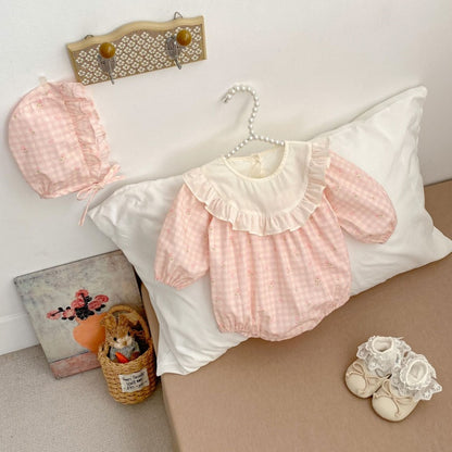 【BABY】スイートチェックロンパース＆帽子SK104106