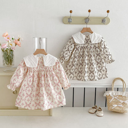 【BABY&KID】韓国風ドールカラー刺繍ワンピースSK011023
