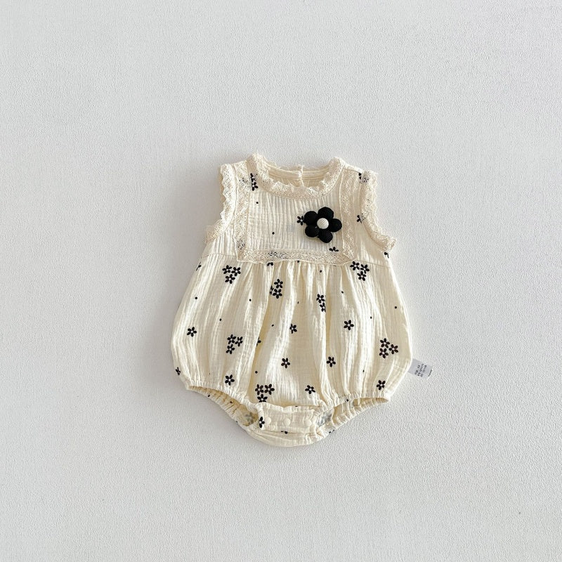 【BABY】夏新作韓国風ノースリーブ刺繍ロンパースSK105007