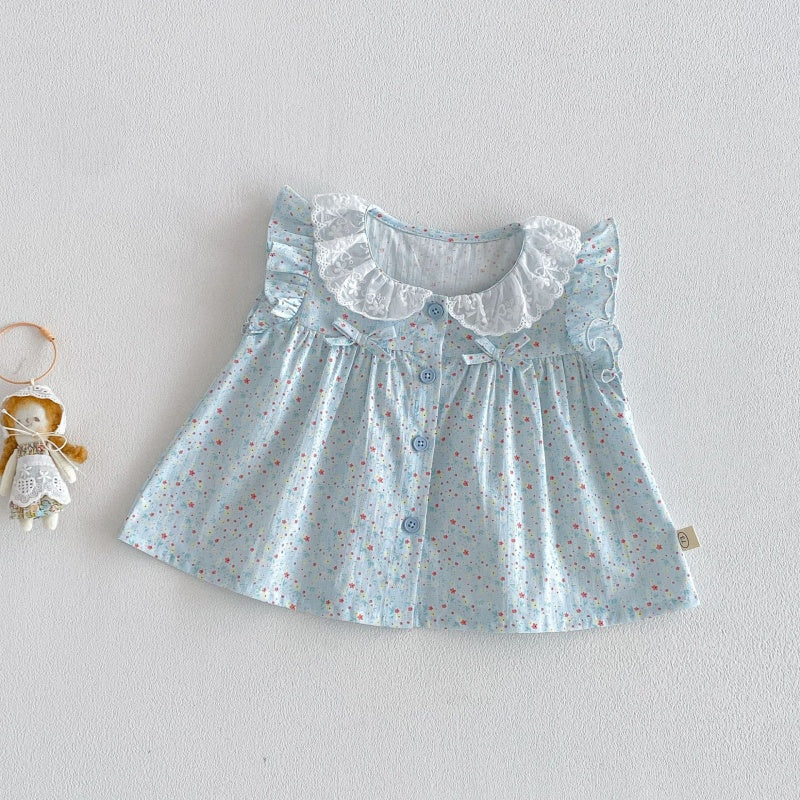 【BABY&KID】夏新作小花柄フリルスリーブブラウスSK105519
