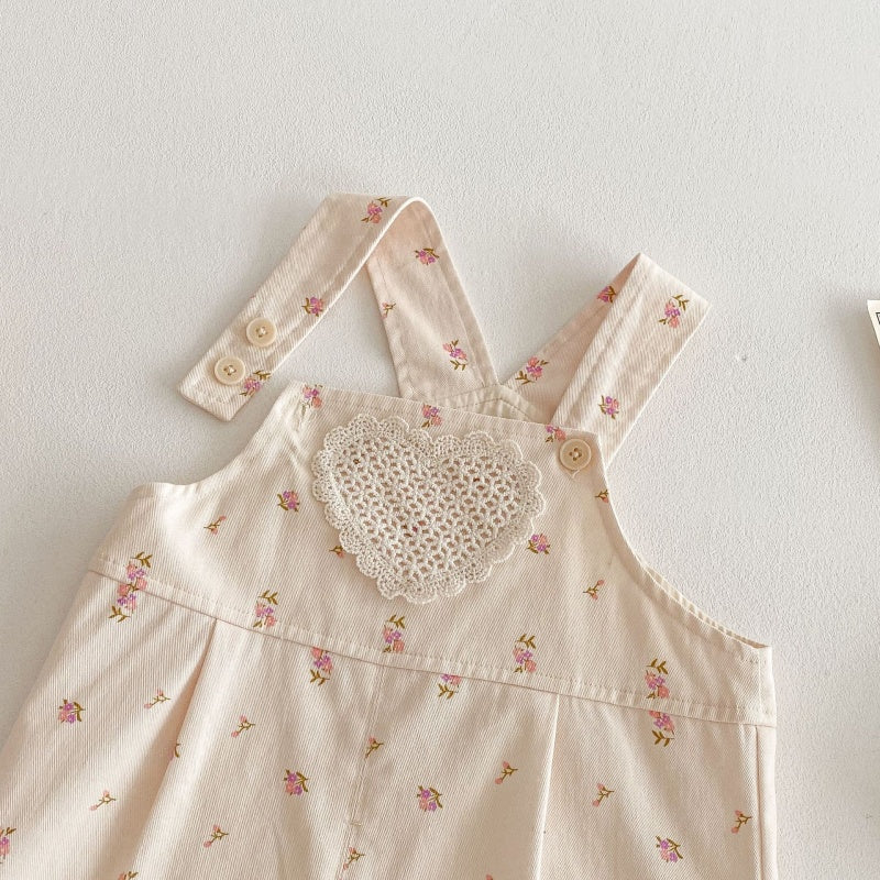 【BABY&KID】小花柄サロペット、刺繍襟シャツSK107212