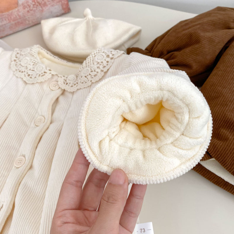 【BABY&KID】冬新作レース襟裏起毛コットンコートSK102731