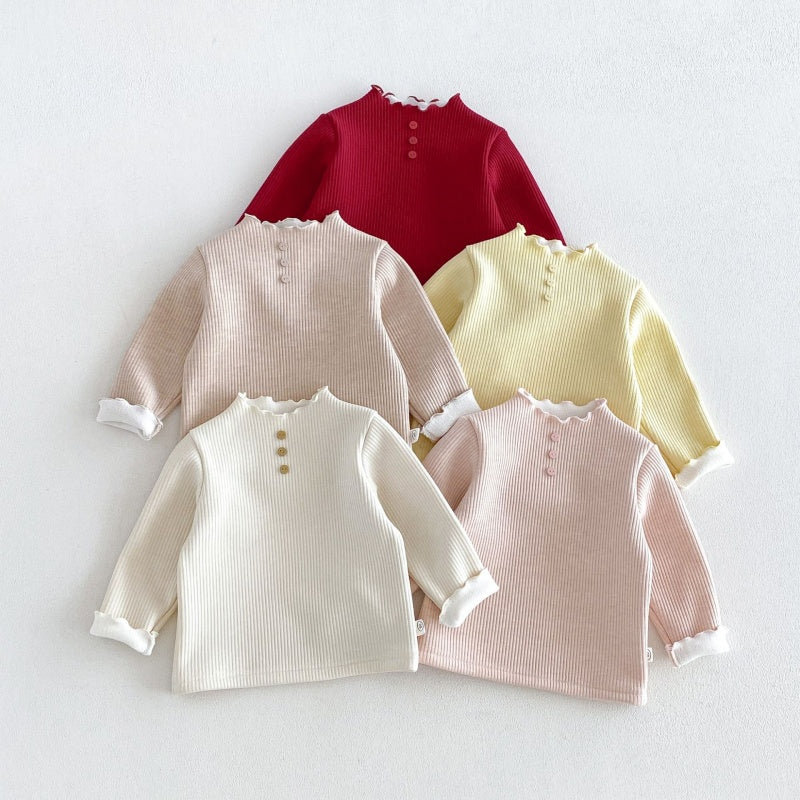 【BABY&KID】冬新作無地リブ裏起毛トップスSK108511