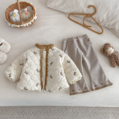 【BABY&KID】冬新作リボン中綿キルティングコートSK102521