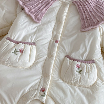 【BABY】冬新作小花柄キルティングニット襟あったかカバーオールSK103103