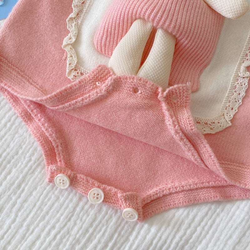 【BABY】うさぎニットサロペット＆無地ニットトップスSK101412
