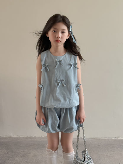 【BABY&KID】夏新作 蝶結び付きおしゃれセットアップSK091627