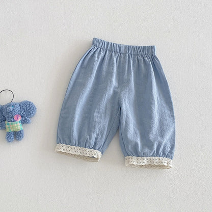 【BABY】夏新作小花柄ノースリーブトップス＆レース裾パンツSK104522