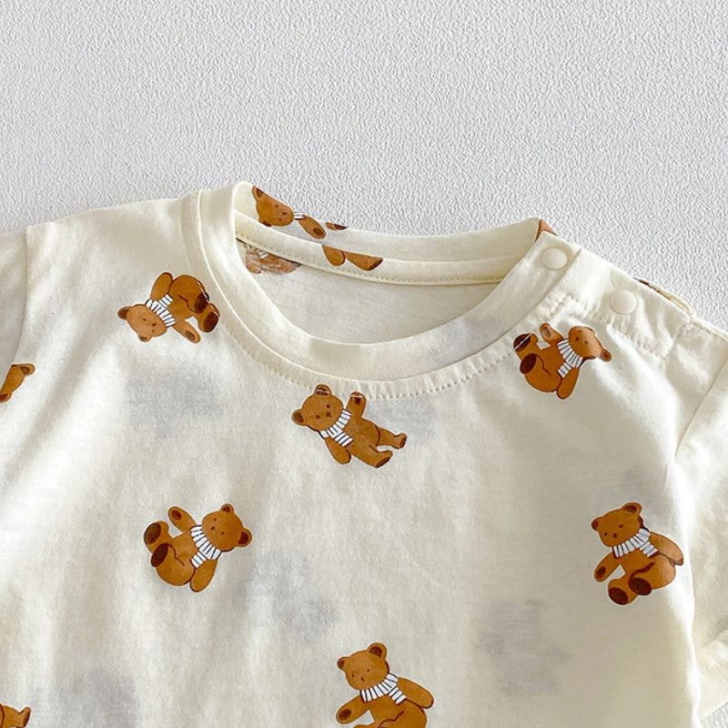 【BABY】夏新作くま刺繍デニムロンパース＆くまTシャツSK104509