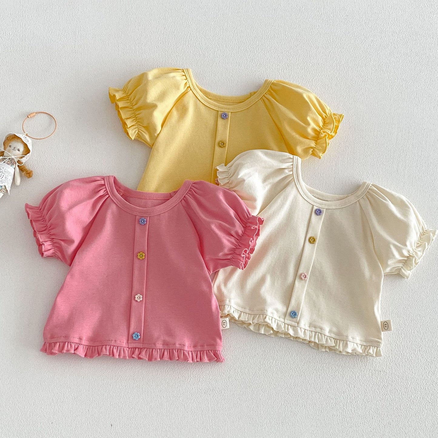 【BABY&KID】夏新作 スウィートパフスリーブTシャツSK105106