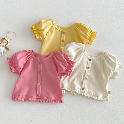 【BABY&KID】夏新作 スウィートパフスリーブTシャツSK105106