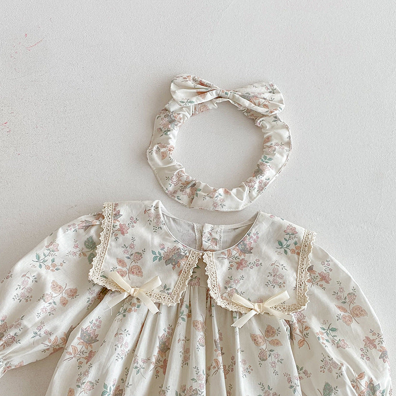 【姉妹服】花柄プリンセス襟ロンパース、ワンピースSK101107