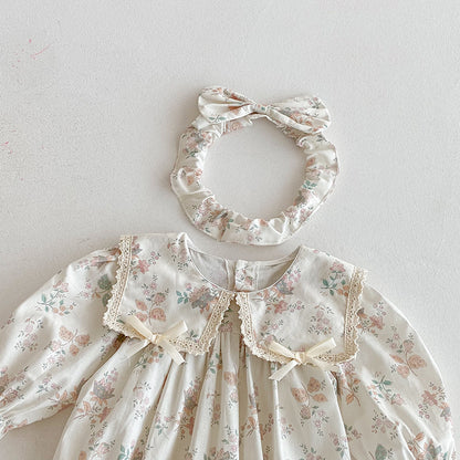 【姉妹服】花柄プリンセス襟ロンパース、ワンピースSK101107