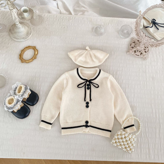 【BABY&KID】リボン付きニットカーディガンSK092724