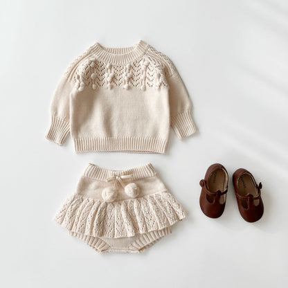 【BABY】手編みボールラウンドネックニットセットアップSK102418