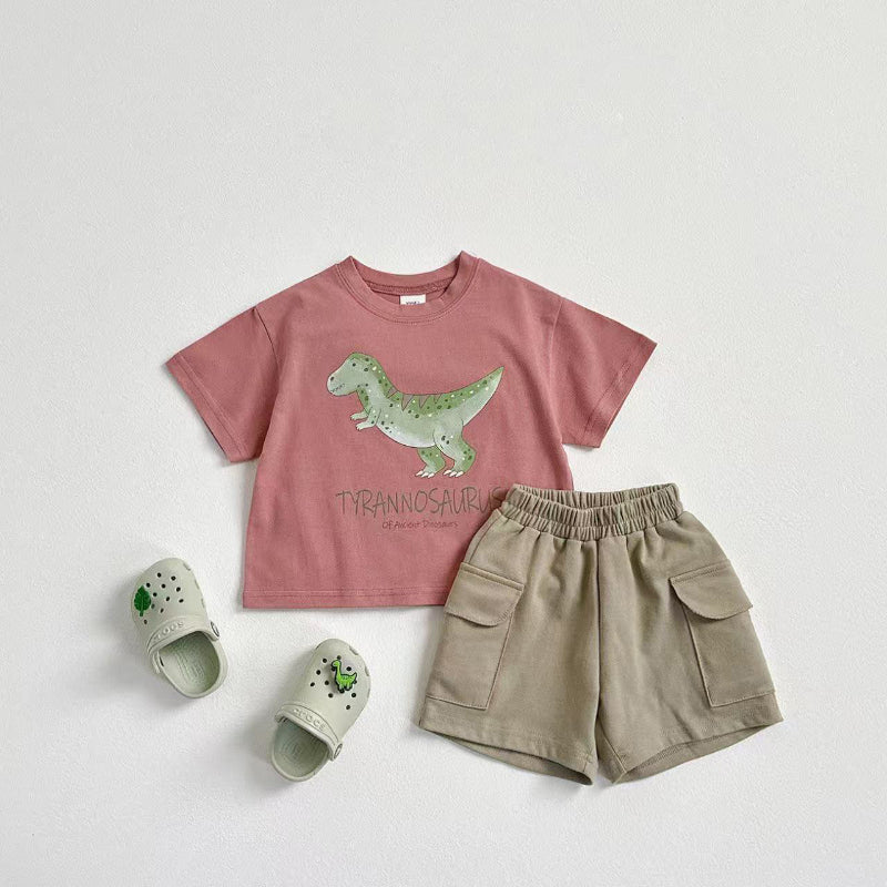 【BABY&KID】夏新作 恐竜プリントクルーネックTシャツSK090805