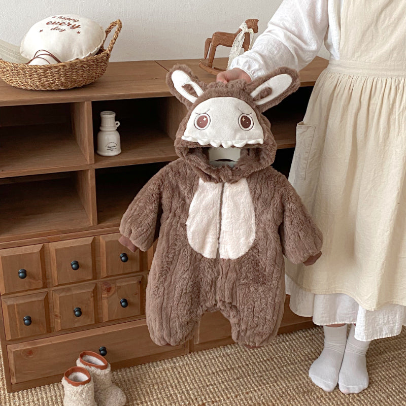 【BABY】うさぎファー風フード裏起毛カバーオールSK102917