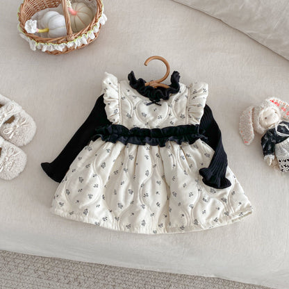 【BABY&KID】冬新作花柄中綿ノースリーブワンピースSK102736