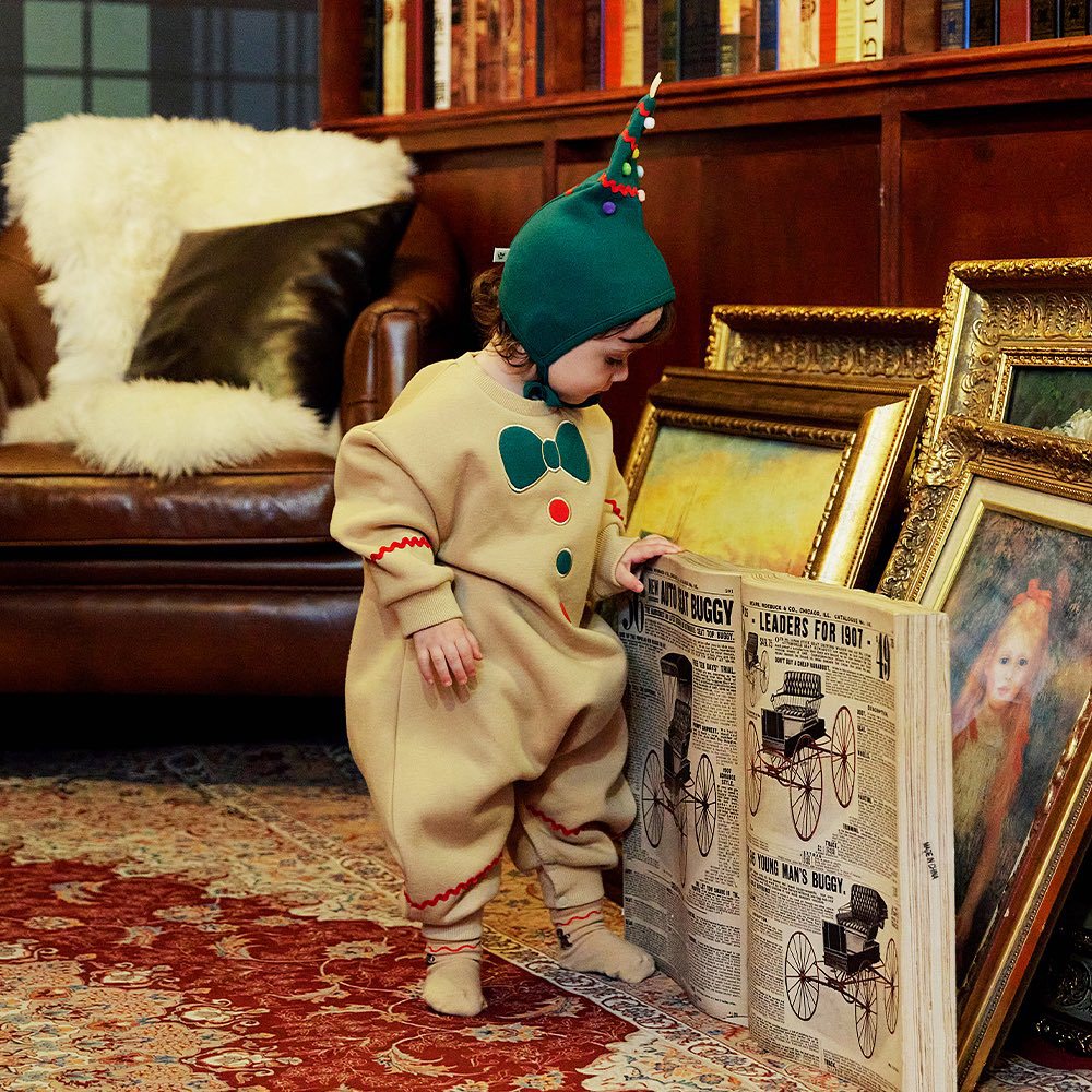 【BABY】韓国風クリスマスクッキー柄カバーオールSK102801