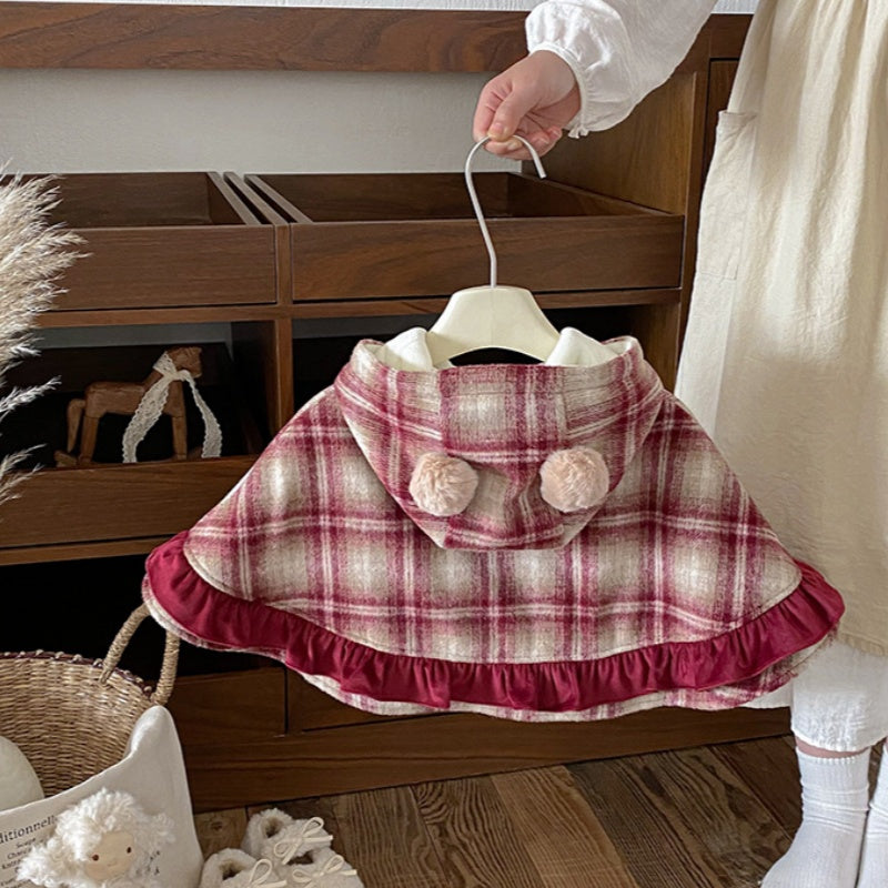 【BABY】冬新作チェックあったかケープSK103115