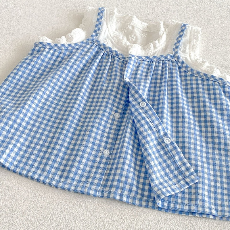 【BABY&KID】夏新作キャミチェックシャツ＆ショートパンツSK105802