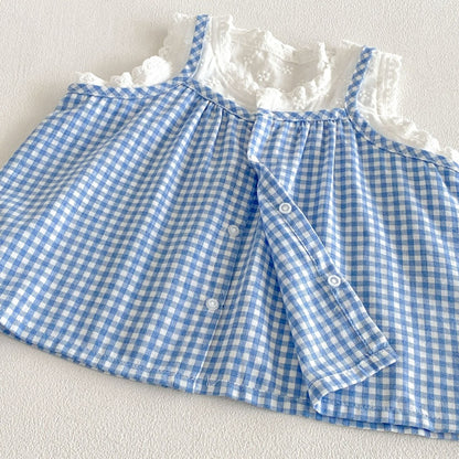 【BABY&KID】夏新作キャミチェックシャツ＆ショートパンツSK105802