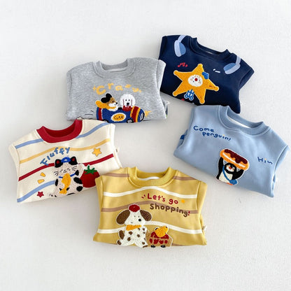 【BABY&KID】冬新作タオル刺繍フリーストレーナーSK107709