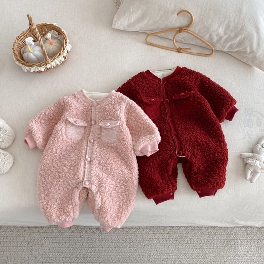 【BABY】冬新作シャネル風裏起毛カバーオールSK102509