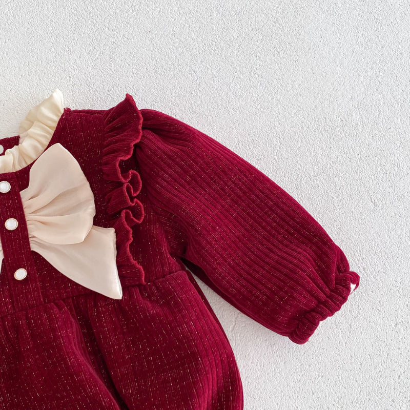 【BABY】冬新作大きなリボンのスイートカバーオールSK102714