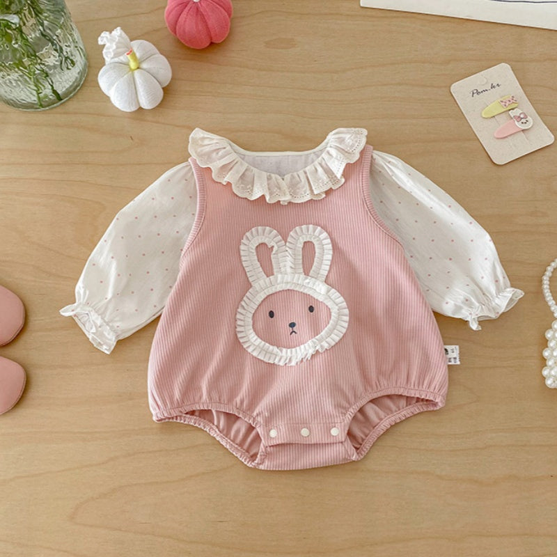 【BABY】おしゃれうさぎロンパース、カバーオール、ドットガールシャツSK103716