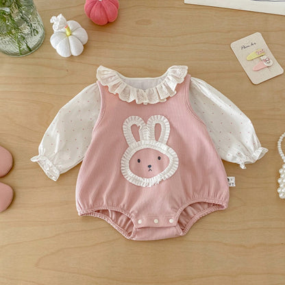 【BABY】おしゃれうさぎロンパース、カバーオール、ドットガールシャツSK103716