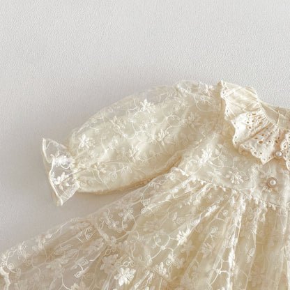 【BABY】フラワー刺繍レースロンパースSK103605