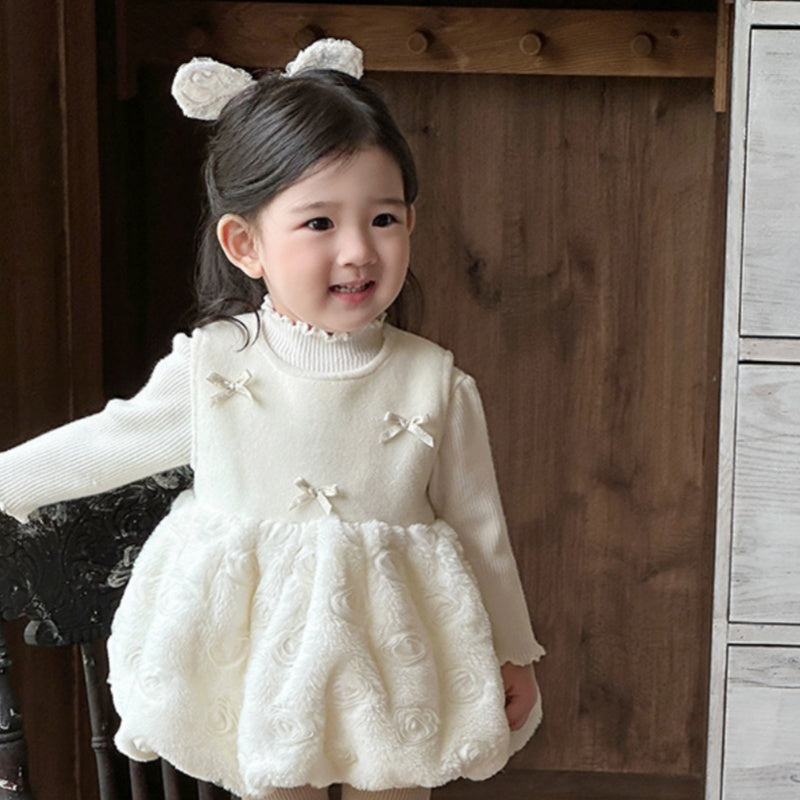 【BABY&KID】冬新作韓国風蝶結びジャンパースカートSK103134