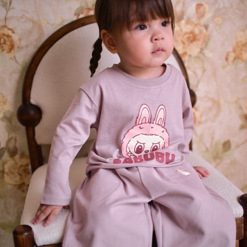 【BABY&KID】北欧風カートゥーンプリントTシャツ、無地パンツSK101332