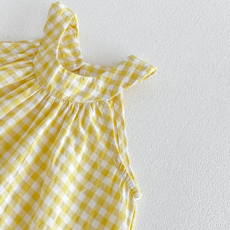 【BABY&KID】夏新作イエローチェックセットアップSK105804