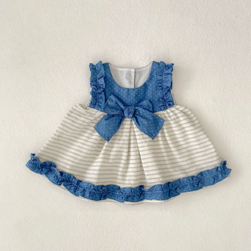 【BABY&KID】夏新作 ストライプデニムトップス＆ショートパンツSK080112