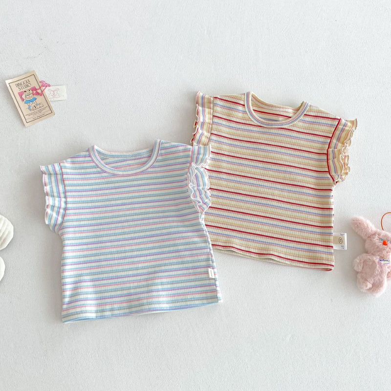 【BABY&KID】夏新作 刺繍クマサロペット、ストライプTシャツSK080619