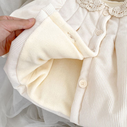 【BABY&KID】冬新作レース襟裏起毛コットンコートSK102731