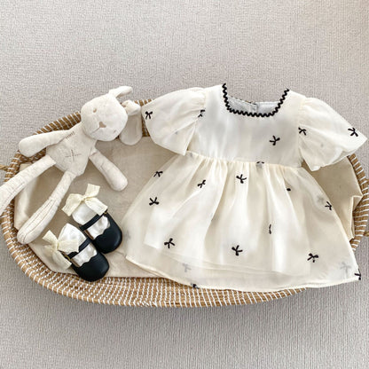 【姉妹服】夏新作 リボンバブルスリーブロンパース、ワンピースSK072522
