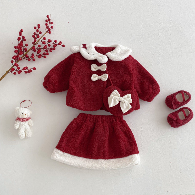 【BABY&KID】冬新作蝶結びカラーコート＆スカートSK103020