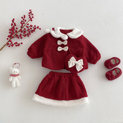 【BABY&KID】冬新作蝶結びカラーコート＆スカートSK103020